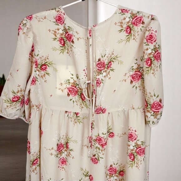 NWT En Saison Natural Color Floral Print Midi Dress - Picture 7 of 10